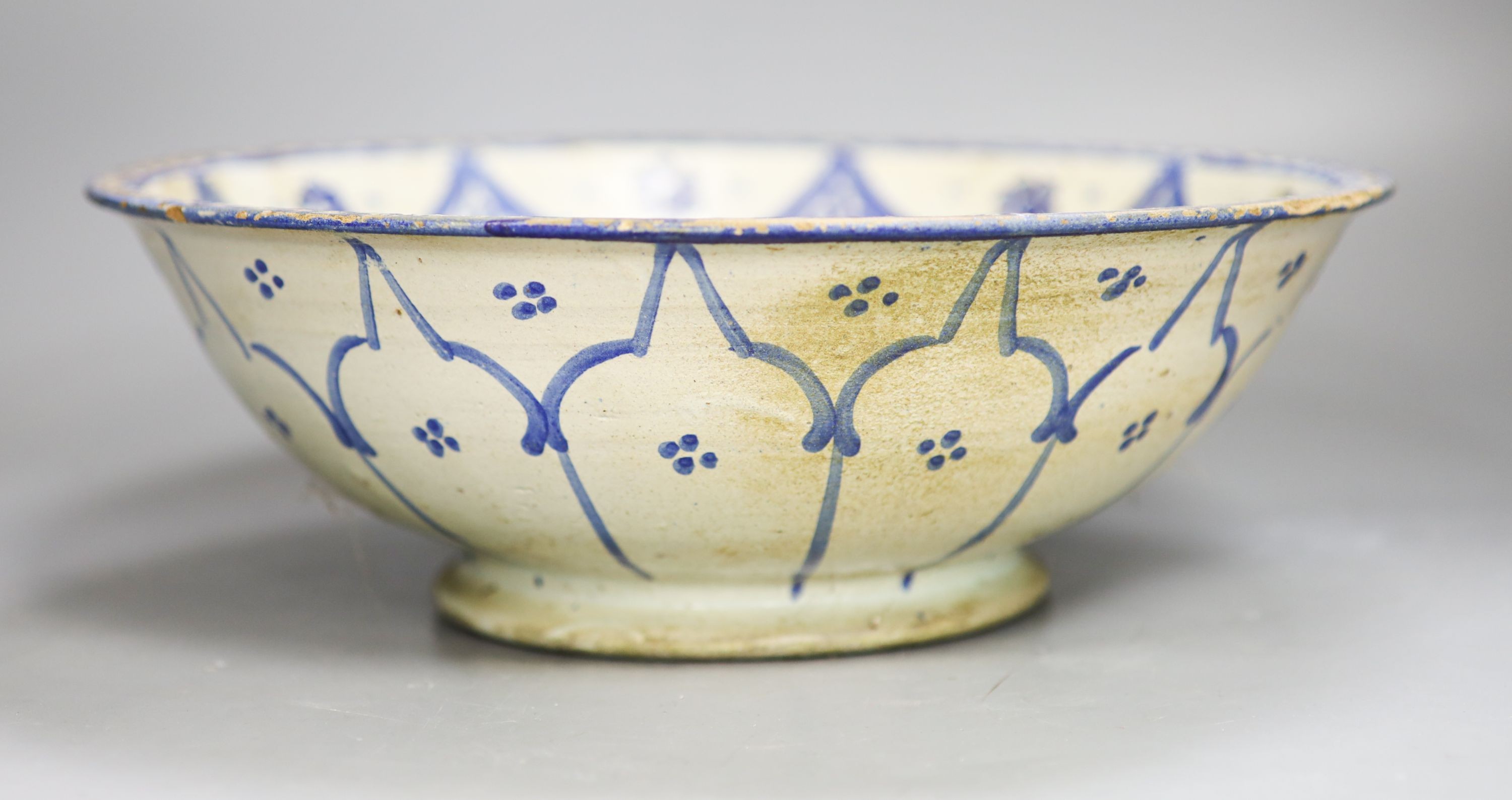 An Iznik style blue and white bowl 30cm